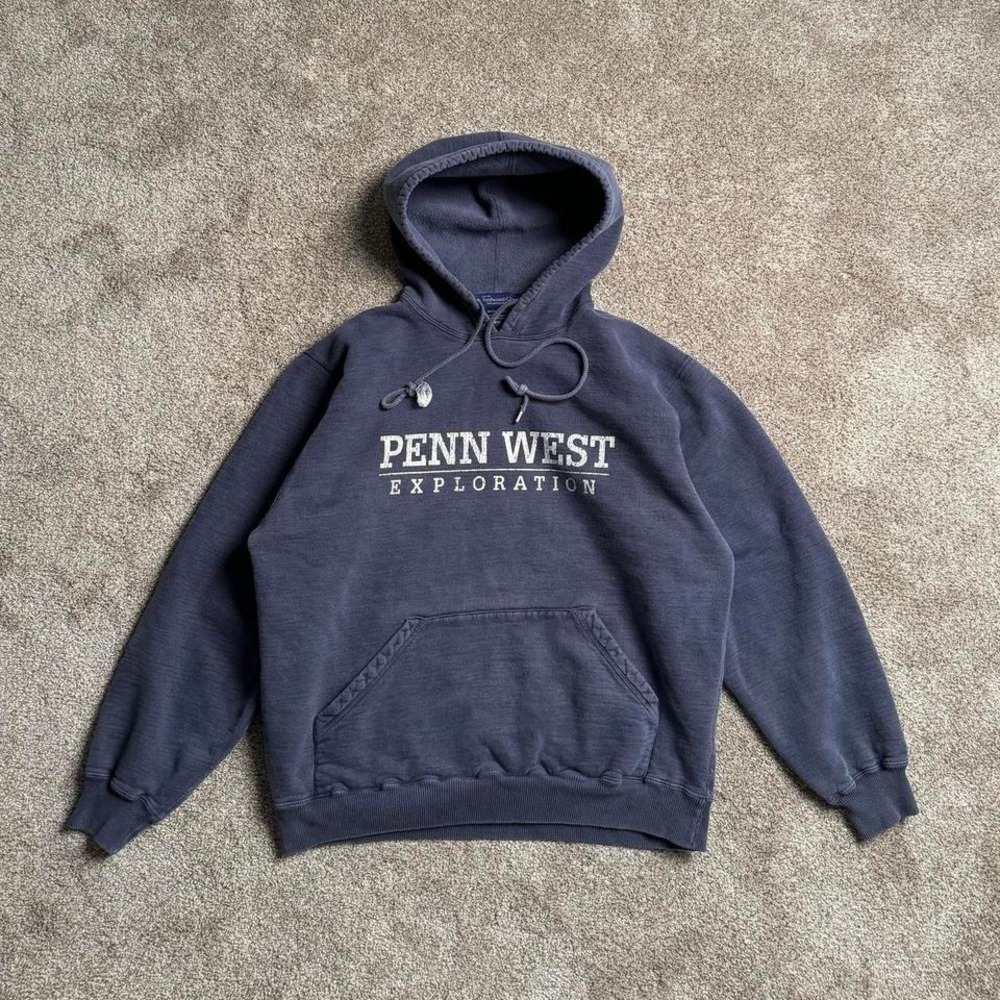 VINTAGE REDWOOD "PENN WEST EXPLORATION" BLUE SUNFADE HOODIE